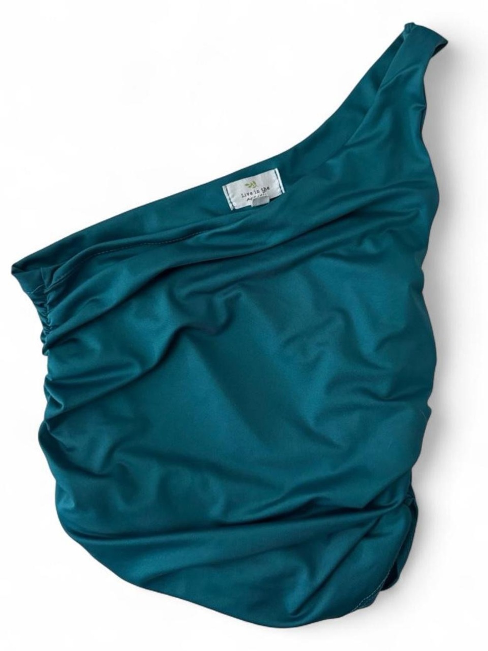 Teal one shoulder crop top